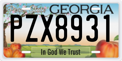 GA license plate PZX8931