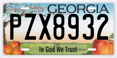 GA license plate PZX8932