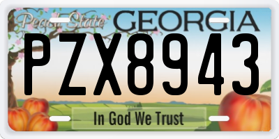 GA license plate PZX8943