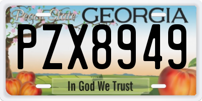 GA license plate PZX8949
