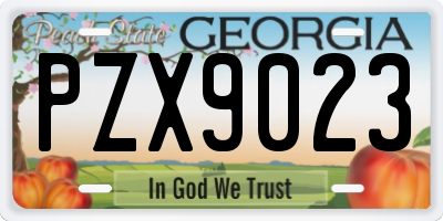 GA license plate PZX9023