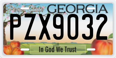 GA license plate PZX9032