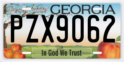 GA license plate PZX9062