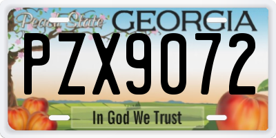 GA license plate PZX9072