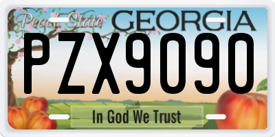 GA license plate PZX9090