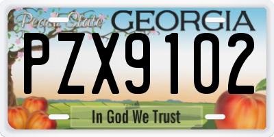 GA license plate PZX9102
