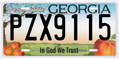 GA license plate PZX9115