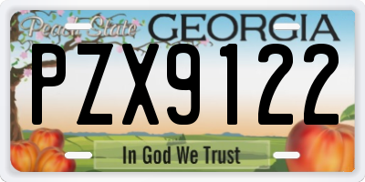 GA license plate PZX9122