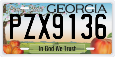 GA license plate PZX9136
