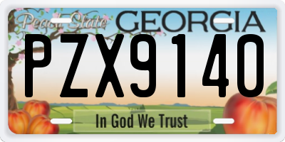 GA license plate PZX9140