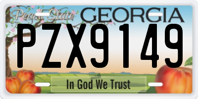 GA license plate PZX9149