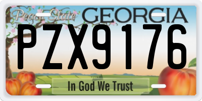 GA license plate PZX9176