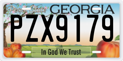 GA license plate PZX9179