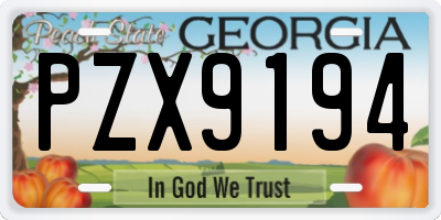 GA license plate PZX9194