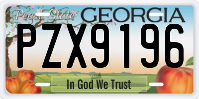 GA license plate PZX9196