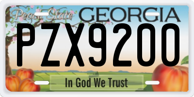GA license plate PZX9200