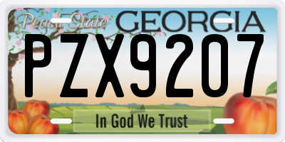 GA license plate PZX9207