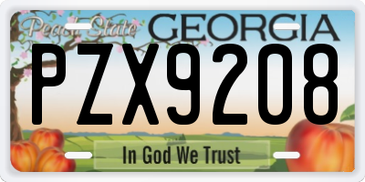 GA license plate PZX9208