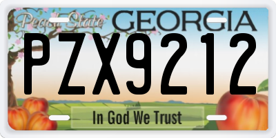 GA license plate PZX9212