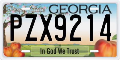 GA license plate PZX9214
