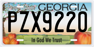 GA license plate PZX9220