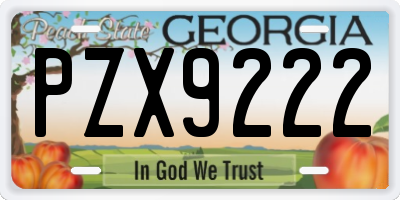GA license plate PZX9222