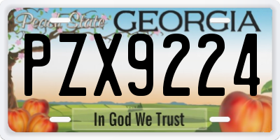 GA license plate PZX9224
