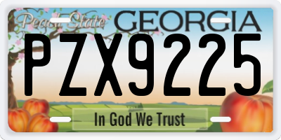 GA license plate PZX9225