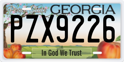GA license plate PZX9226