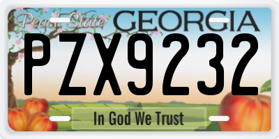 GA license plate PZX9232