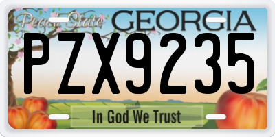 GA license plate PZX9235