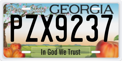 GA license plate PZX9237