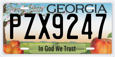 GA license plate PZX9247