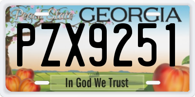 GA license plate PZX9251