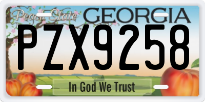 GA license plate PZX9258