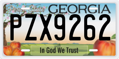 GA license plate PZX9262