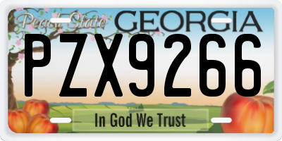 GA license plate PZX9266