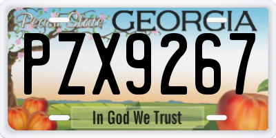 GA license plate PZX9267