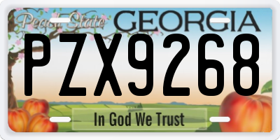 GA license plate PZX9268