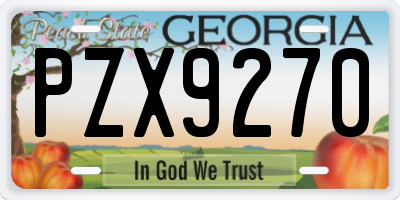 GA license plate PZX9270