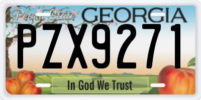 GA license plate PZX9271