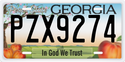 GA license plate PZX9274