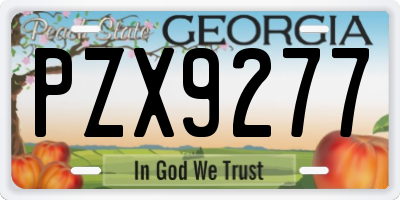 GA license plate PZX9277