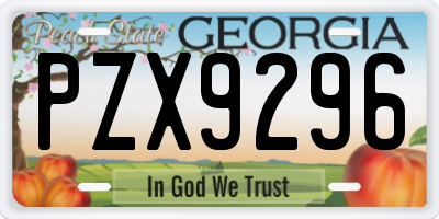 GA license plate PZX9296