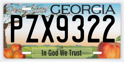 GA license plate PZX9322