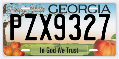 GA license plate PZX9327