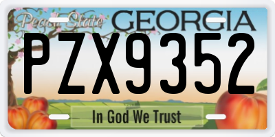 GA license plate PZX9352