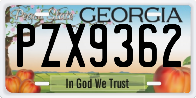 GA license plate PZX9362