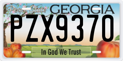 GA license plate PZX9370