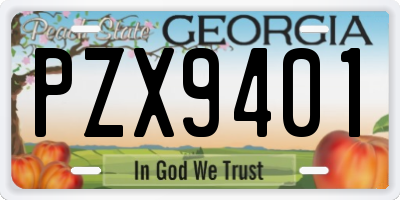 GA license plate PZX9401